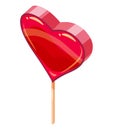 Candy Sugar Heart Lollypop Isometric. Sweet food icon cartoon style