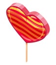 Candy Sugar Heart Lollypop Isometric. Sweet food icon cartoon style