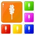 Candy sugar stick icons set vector color Royalty Free Stock Photo