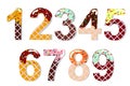 Candy sweet chocolate font. Ice cream numerals. Wafer figures. Vector Royalty Free Stock Photo