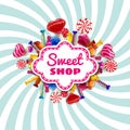 Candy Sweet Shop template set of different colors of candy, candy, sweets, chocolate candy, jelly beans with sprinkles