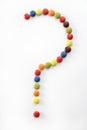 Candy sweets question mark isolated over white Royalty Free Stock Photo
