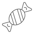 Candy thin line icon, sweets and food, lollipop sign, vector graphics, a linear pattern on a white background. Royalty Free Stock Photo