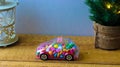 Candy in toy car - money box Royalty Free Stock Photo