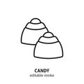 Candy vector icon. Line sign of sweets. Editable stroke