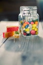 Candy on white boards Royalty Free Stock Photo