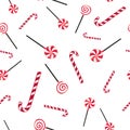 Candy white and red colored New year and Christmas seamless pattern Royalty Free Stock Photo