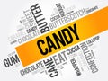 Candy word cloud collage, food concept background