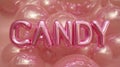Candy word made of shiny pink bubbles Royalty Free Stock Photo