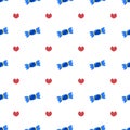 Candy wrappers and pretty little love hearts. seamless pattern