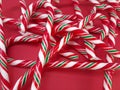 Candycanes candy on a red  background Royalty Free Stock Photo