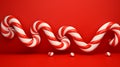 Candycane style border on a red background.