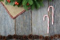 Candycanes On Rustic Wood Background for Christmas