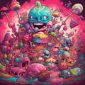 Weirdcore candyland nightmarish scene. Created using ai generative. Royalty Free Stock Photo