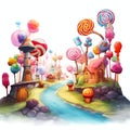 Candyland Road Signs beautiful sweets candyland fairytale Royalty Free Stock Photo