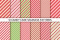 Cane candy seamless pattern. Vector red green illustration Royalty Free Stock Photo