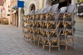 Cane chairs - outdoor restaurant Royalty Free Stock Photo