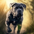 Cane Corso in Action Running Through High Grass