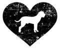 Cane Corso in heart black and white