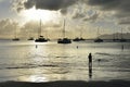 Calm sunset with sailboats at Cane Garden Bay, Tortola, BVI