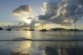 The beach at Cane Garden Bay with boats in the background, Tortola, BVI Royalty Free Stock Photo