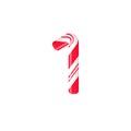 Cane letter 1. Candy font elment. Sweet candy, lollipop latin letters. White letter with red stripes. Circus and clown