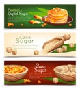 Cane Sugar Banners Set Royalty Free Stock Photo