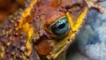 Cane toad (Rhinella marina), close-up of a toad\'s head Royalty Free Stock Photo