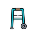 Cane, walker, medical device flat color line icon. Royalty Free Stock Photo
