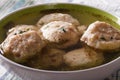 Canederli in a broth close up in a bowl. horizontal Royalty Free Stock Photo