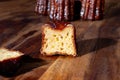 Canele, French pastry flavored with rum and vanilla, soft and tender custard center and dark, caramelized crust specialty of