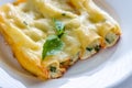 Canelloni stuffed with ricotta Royalty Free Stock Photo