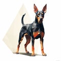 Hyper-realistic Doberman Pinscher Standing Illustration In Low Polygon Style