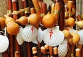 Canes, scallops and pumpkins, the pilgrim equipment, Way to Santiago, Camino de Santiago