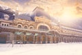 Canfranc train station in Huesca on Pyrenees Spain Royalty Free Stock Photo