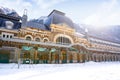 Canfranc train station in Huesca on Pyrenees Spain Royalty Free Stock Photo