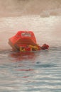 November 9, 2008, Cangas Vigo, Spain. Rescue exercise with boat and helicopter in the port of Cangas