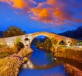 Cangas de Onis roman bridge in Asturias Spain Royalty Free Stock Photo