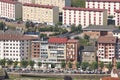 Cangas del Narcea city town buildings facades. Asturias, Spain Royalty Free Stock Photo