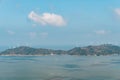 Wind Turbines, Hills, Island, Ships on the Pacific Ocean, Xiaguan Village, Cangnan County, Wenzhou City, Zhejiang Province, China