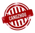 Cangzhou - Red grunge button, stamp
