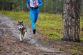 Canicross dog mushing race Royalty Free Stock Photo