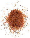 Canihua grains isolated on white background. Pile of qaniwa, qanawa, qanawi or kaniwa seeds. Dry grains of chenopodium