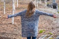 European young girl in the park in andorra. Royalty Free Stock Photo