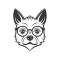 Canine Chic: Dog Face with Eyelashes and Eyeglasses in Minimal Style for Invitations and Posters.