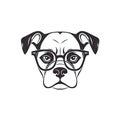 Canine Chic: Dog Face with Eyelashes and Eyeglasses in Minimal Style for Invitations and Posters.