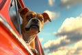 Canine Cruising: A Pup\'s View of the Open Road in a Cartoon Sky