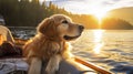 canine dog on boat Royalty Free Stock Photo