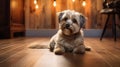 canine dog on hardwood floor