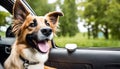 Canine Joyride: Happy Dog with Head Out of the Car Window, Fur Flying in the Breeze Royalty Free Stock Photo